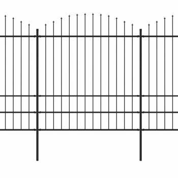 Gartenzaun mit Speerspitze Stahl 359 x 200 cm Schwarz