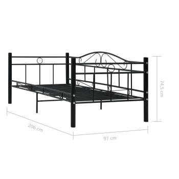 Tagesbett-Rahmen Schwarz Metall 90×200 cm