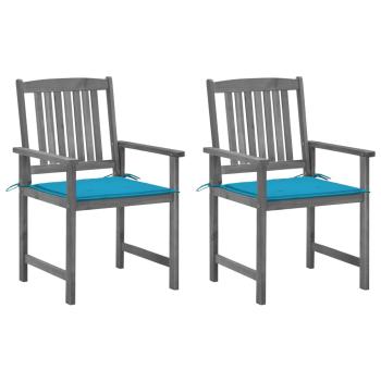 ARDEBO.de - Gartenstühle mit Kissen 2 Stk. Grau Massivholz Akazie