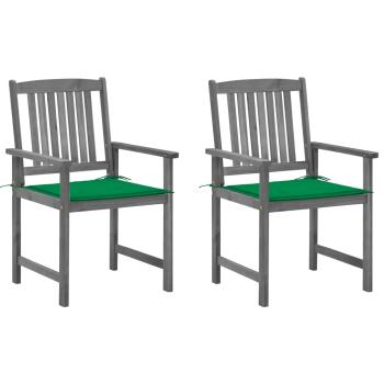ARDEBO.de - Gartenstühle mit Kissen 2 Stk. Grau Massivholz Akazie
