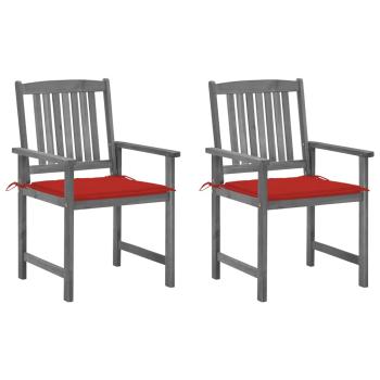 ARDEBO.de - Gartenstühle mit Kissen 2 Stk. Grau Massivholz Akazie