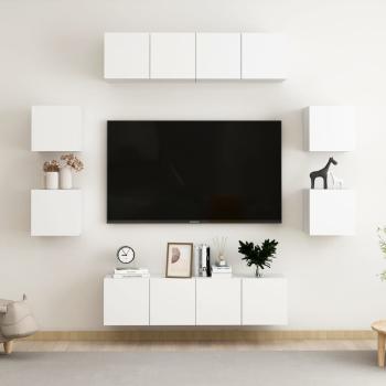 ARDEBO.de - 8-tlg. TV-Schrank-Set Weiß Holzwerkstoff