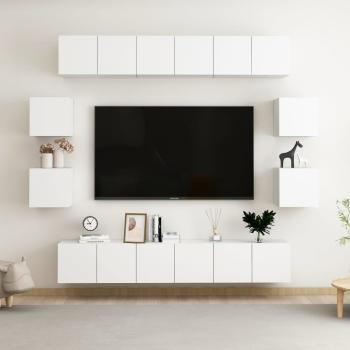 ARDEBO.de - 10-tlg. TV-Schrank-Set Weiß Holzwerkstoff