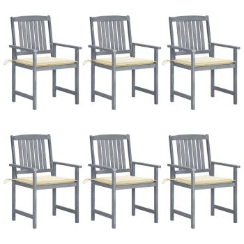 ARDEBO.de - Gartenstühle mit Kissen 6 Stk. Massivholz Akazie Grau