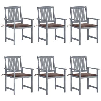 ARDEBO.de - Gartenstühle mit Kissen 6 Stk. Massivholz Akazie Grau