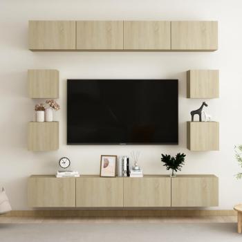 ARDEBO.de - 8-tlg. TV-Schrank-Set Sonoma-Eiche Holzwerkstoff