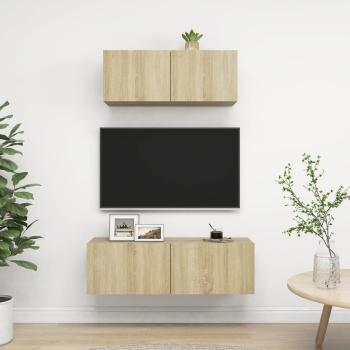 ARDEBO.de - 2-tlg. TV-Schrank-Set Sonoma-Eiche Holzwerkstoff