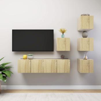 ARDEBO.de - 6-tlg. TV-Schrank-Set Sonoma-Eiche Holzwerkstoff