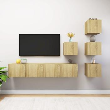 ARDEBO.de - 6-tlg. TV-Schrank-Set Sonoma-Eiche Holzwerkstoff