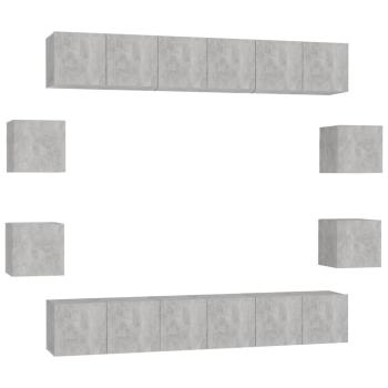 10-tlg. TV-Schrank-Set Betongrau Holzwerkstoff
