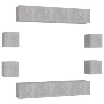 8-tlg. TV-Schrank-Set Betongrau Holzwerkstoff