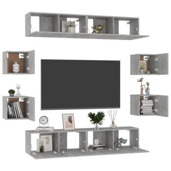 8-tlg. TV-Schrank-Set Betongrau Holzwerkstoff
