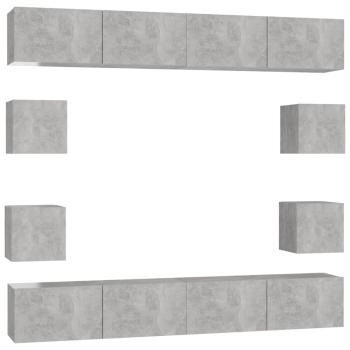 8-tlg. TV-Schrank-Set Betongrau Holzwerkstoff