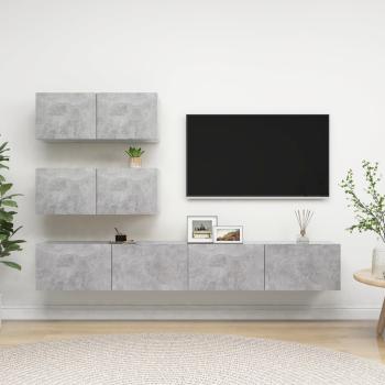 ARDEBO.de - 4-tlg. TV-Schrank-Set Betongrau Holzwerkstoff