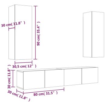 4-tlg. TV-Schrank-Set Weiß Holzwerkstoff