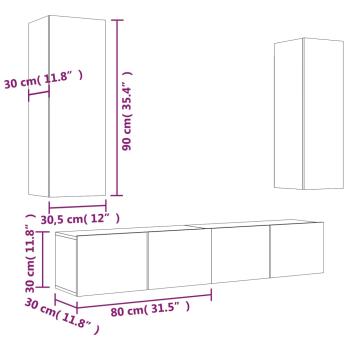 4-tlg. TV-Schrank-Set Sonoma-Eiche Holzwerkstoff