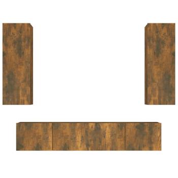 4-tlg. TV-Schrank-Set Räuchereiche Holzwerkstoff