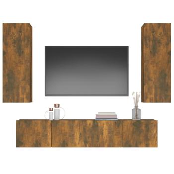 4-tlg. TV-Schrank-Set Räuchereiche Holzwerkstoff