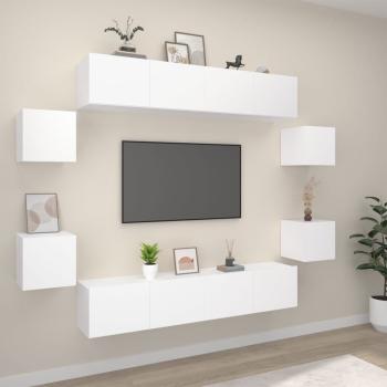 ARDEBO.de - 8-tlg. TV-Schrank-Set Weiß Holzwerkstoff