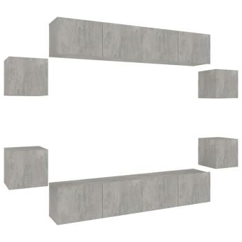8-tlg. TV-Schrank-Set Betongrau Holzwerkstoff