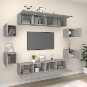 8-tlg. TV-Schrank-Set Betongrau Holzwerkstoff