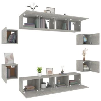 8-tlg. TV-Schrank-Set Betongrau Holzwerkstoff