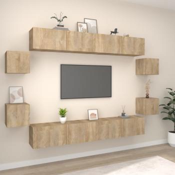 ARDEBO.de - 8-tlg. TV-Schrank-Set Sonoma-Eiche Holzwerkstoff
