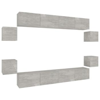 8-tlg. TV-Schrank-Set Betongrau Holzwerkstoff