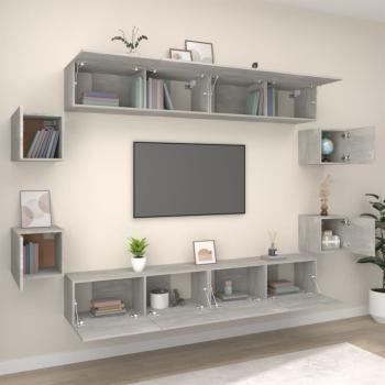 8-tlg. TV-Schrank-Set Betongrau Holzwerkstoff