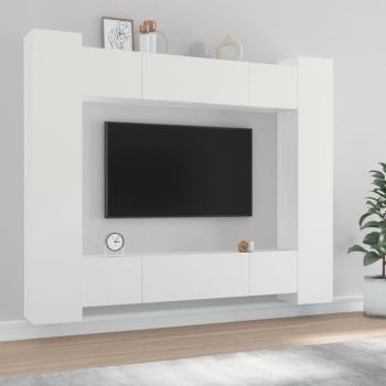 ARDEBO.de - 8-tlg. TV-Schrank-Set Weiß Holzwerkstoff