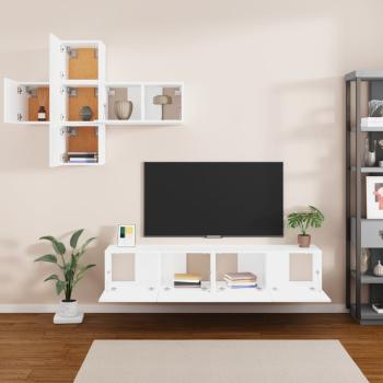 7-tlg. TV-Schrank-Set Weiß Holzwerkstoff