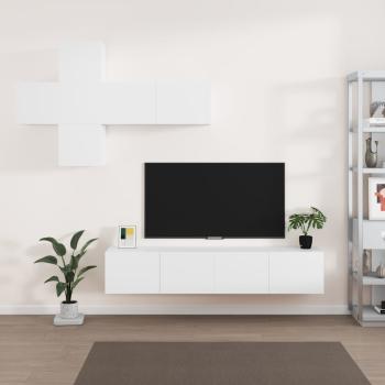 ARDEBO.de - 7-tlg. TV-Schrank-Set Weiß Holzwerkstoff
