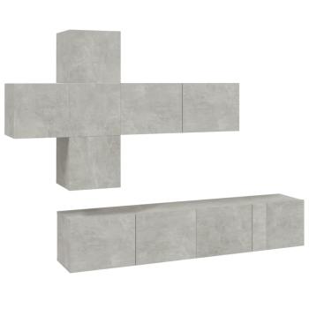 7-tlg. TV-Schrank-Set Betongrau Holzwerkstoff