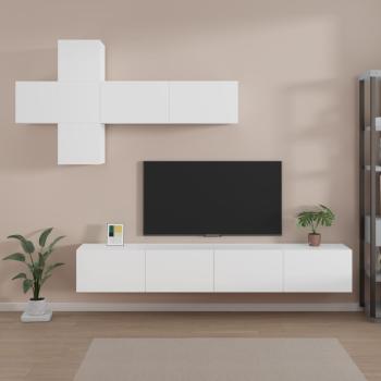 ARDEBO.de - 7-tlg. TV-Schrank-Set Weiß Holzwerkstoff