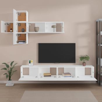 7-tlg. TV-Schrank-Set Weiß Holzwerkstoff