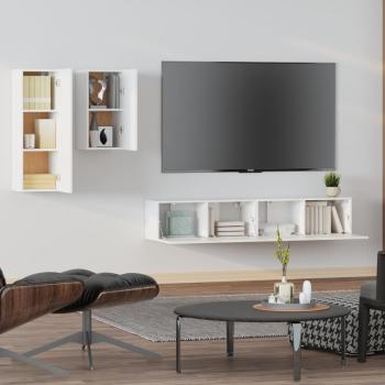 4-tlg. TV-Schrank-Set Weiß Holzwerkstoff