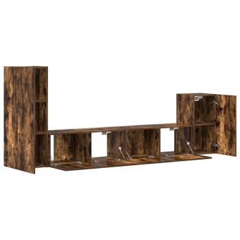 4-tlg. TV-Schrank-Set Räuchereiche Holzwerkstoff