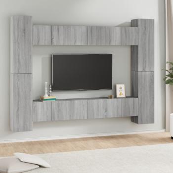 ARDEBO.de - 10-tlg. TV-Schrank-Set Grau Sonoma Holzwerkstoff