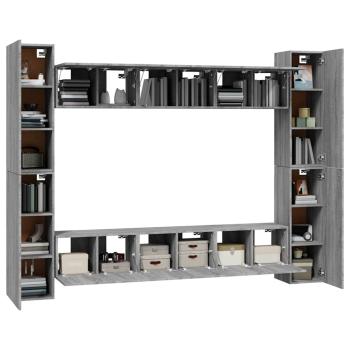 10-tlg. TV-Schrank-Set Grau Sonoma Holzwerkstoff
