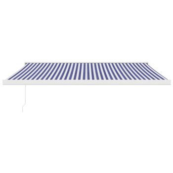 Markise Einziehbar Blau und Weiß 4x3 m Stoff und Aluminium