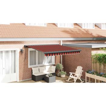 Markise Einziehbar Orange und Braun 3,5x2,5 m Stoff & Aluminium