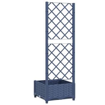 Garten-Pflanzgefäß mit Spalier Blaugrau 40 x 40 x 121,5 cm PP
