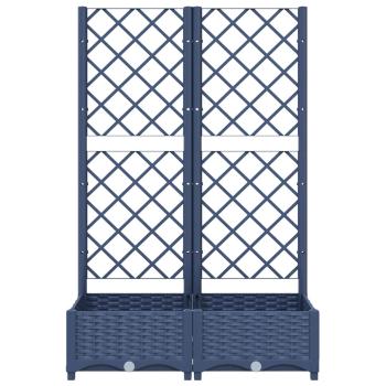 Garten-Pflanzgefäß mit Spalier Blaugrau 80 x 40 x 121,5 cm PP