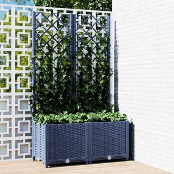 ARDEBO.de - Garten-Pflanzgefäß mit Spalier Blaugrau 80 x 40 x 136 cm PP