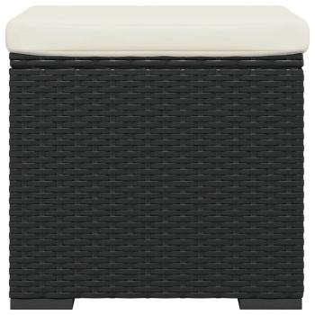 Hocker mit Kissen Schwarz 40x30x40 cm Poly Rattan