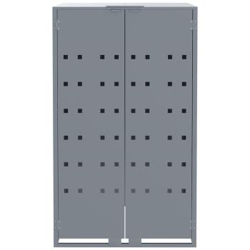 Mülltonnenbox für 3 Tonnen Grau 207x79x117 cm Stahl