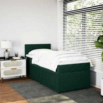 Boxspringbett mit Matratze Dunkelgrün 80x200 cm Samt