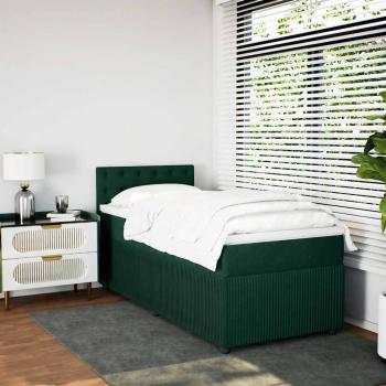 Boxspringbett mit Matratze Dunkelgrün 80x200 cm Samt