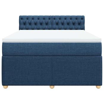 Boxspringbett mit Matratze Blau 140x190 cm Stoff