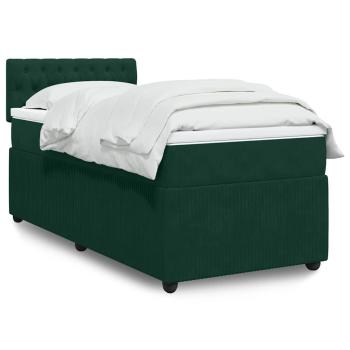 ARDEBO.de - Boxspringbett mit Matratze Dunkelgrün 80x200 cm Samt